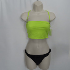 Andie Neon Lemon The Aruba Top  Black The Rivera Bikini Bottom X-Small Set