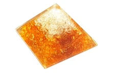 Yellow Dyed Crystal Chips & Natural Crystal Chips Orgone Pyramid