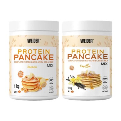 WEIDER Protein Pancake Complete Mix Low Sugar High Ballaststoffe Banane oder Vanille 1 kg