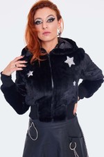 Star Crossed Jacket Faux Fur Black Ladies Goth Punk Emo Alternative Struck