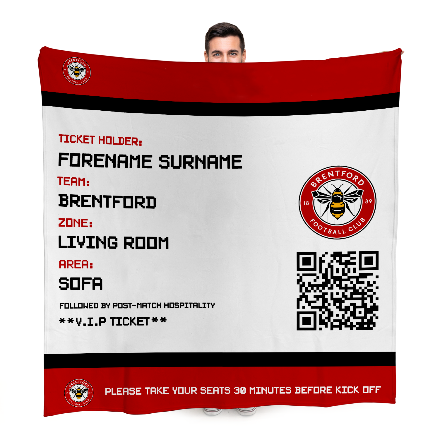 Brentford FC Ticket Personalised Fleece Blanket Officially Licenced Gift eBay