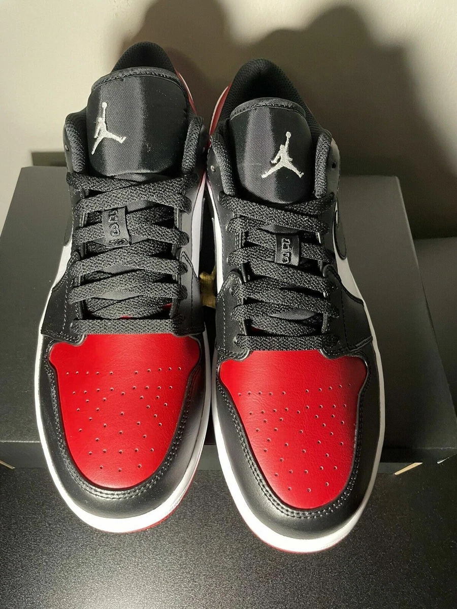 Nike Air Jordan 1 Low Bred Toe 4 14 White Black University Red