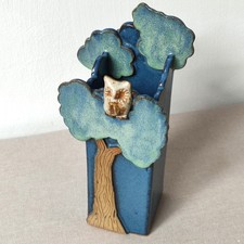 Charming Studio Pottery Owl in a Tree 3D design Vase/Pen/Pencil Holder/Desk Tidy