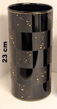 Rosenthal Studio-line Vase schwarz/gold Chessboard 1980 UNBENUTZT H. 23 cm