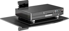 Elegant 1 Tier Floating Glass Shelf with Flat Black Wall Mount, 17.6lbs Capacity