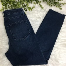 LC Lauren Conrad Jeans Dark Blue High Rise Skinny Ankle Raw Hem Stretch Women 8