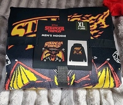 Stranger Things Mens XL Hellfire Club D&D Graphic Print Hoodie w/ Pocket 