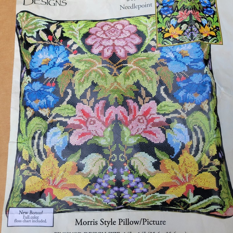 Candamar Designs Morris Style Pillow / Picture Needlepoint Kit 30947 Started