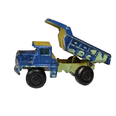 Vintage Matchbox Superfast No 28 Mack Dump Truck Lesney Lime Green Yellow Blue - image 1 of 4