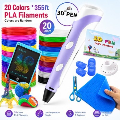   3D Printing Pen Set 3D Drawing Pen with Led Display 20 Color Filament Kid Gift