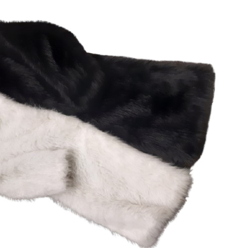 Boy and Girl Faux Fur Coat Women's 6XL Black White Two Tone Split Long Jacket image 4