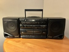 Vintage 1996 Sharp GX-CD30 cd player double cassette boombox radio, Tested/Works