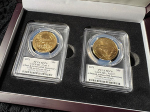 2021 T1 & T2 $50 Gold Eagles PCGS MS70 Last and First 374th Struck (TD. Rodgers)