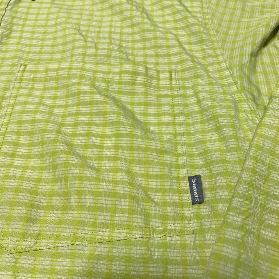 Simms Shirt Mens Large Green Fishing Check Nylon Blend Button Outdoors Nature - Image 3 of 4