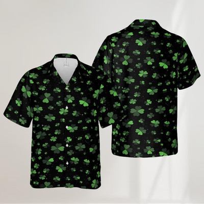 St Patrick's Day Shamrock Hawaiian Shirt St. Patty's Irish Lucky Men Women Party