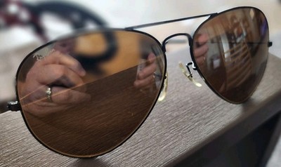 Ray-Ban Aviator Sunglasses RB3025 Black Frame Brown/tan Lense 62-14 Vintage? BL