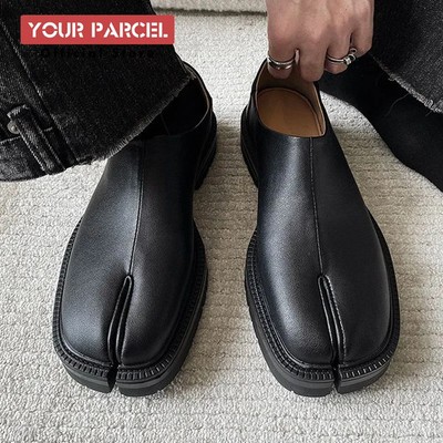 Men's Classic Leather Split Toe Tabi Shoes Retro Casual Slip on Moccasins Boots