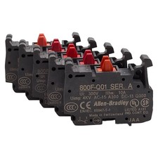 Lot of 5 Allen Bradley 800F-Q01 Pushbutton Contact Block, 22.5mm, 1NC, 10A 300V
