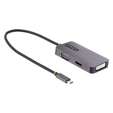 Image of StarTech USB C Video Adapter USB C to HDMI DVI VGA Adapter Up to 4K 60Hz Alum...