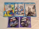 Nintendo Wii U Game Lot of 5; Assassins Creed, Just Dance, Lego Marvel, ZombiU
