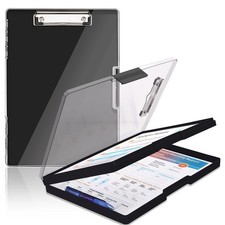 Clipboard with Storage,Heavy Duty Clip Boards 8.5X11 with 2 Storage Case,Clear V