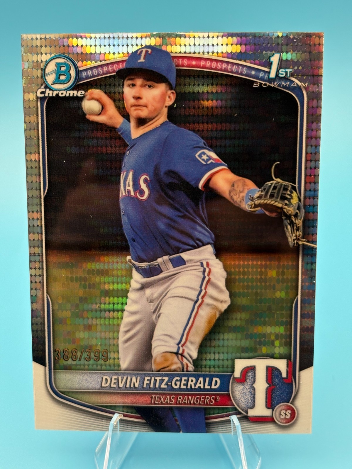 2025 Bowman Chrome - Devin Fitz-Gerald #BCP-158 Pulsar Refractor 388/399 Rangers