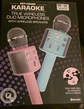 Art Sound KARAOKE True Wireless Duo Microphones w/ Wireless Speakers Bluetooth