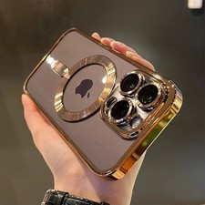 Luxury Magnetic Clear Case for iPhone 11-17 Pro Max MagSafe Shockproof Cover