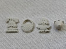 Lot of Kids Small Paintable Ceramic Decorations Spring / Easter, Tiny Piggy Bank