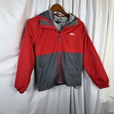 Eddie Bauer Rain Jacket Removable Fleece Lining Hooded Windbreaker Red Grey L