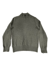 Eddie Bauer Mens 1/4 Zip Pullover Sweater Large Tall Gray Cotton Knit