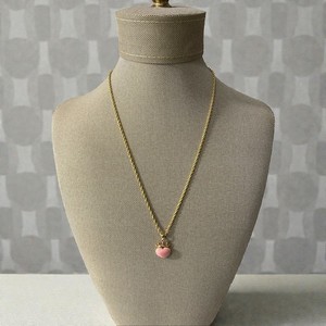 Authentic S925 Gold Plated Pink Conch Shell Heart Pendant Chain CZ Stones 18”