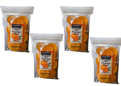   4 Packs Trader Joe's Orange Slices Sweetened Dried Fruit 5.3 oz Each 12/26
