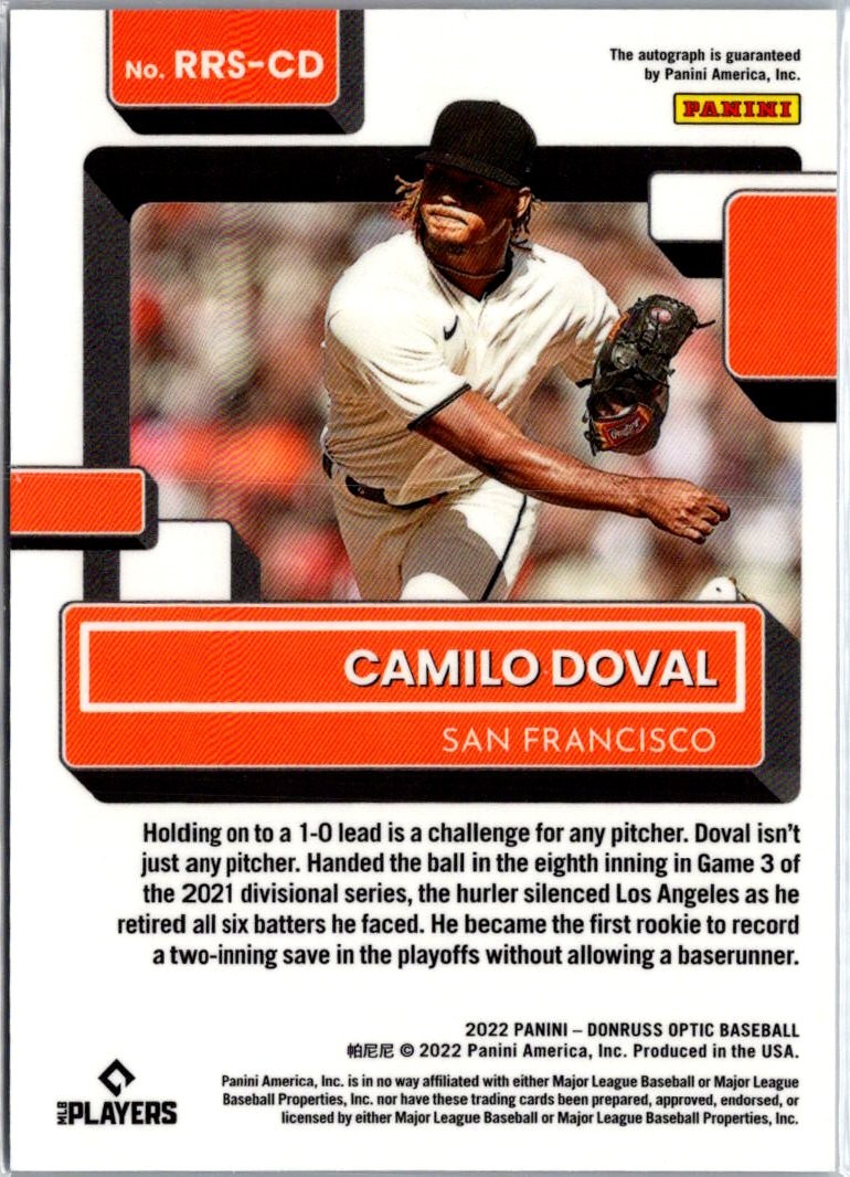 2022 Donruss Optic #RRS-CD Camilo Doval Rated Rookie Signatures