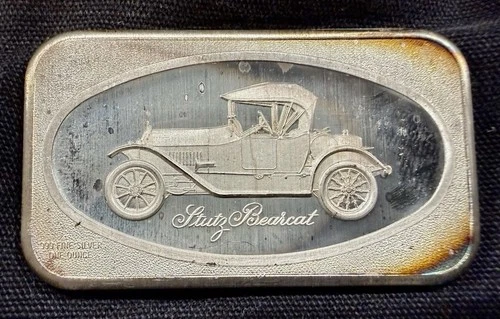 Stutz Bearcat Silver .999 Fine Silver 1 Oz  Bar Bullion Vintage