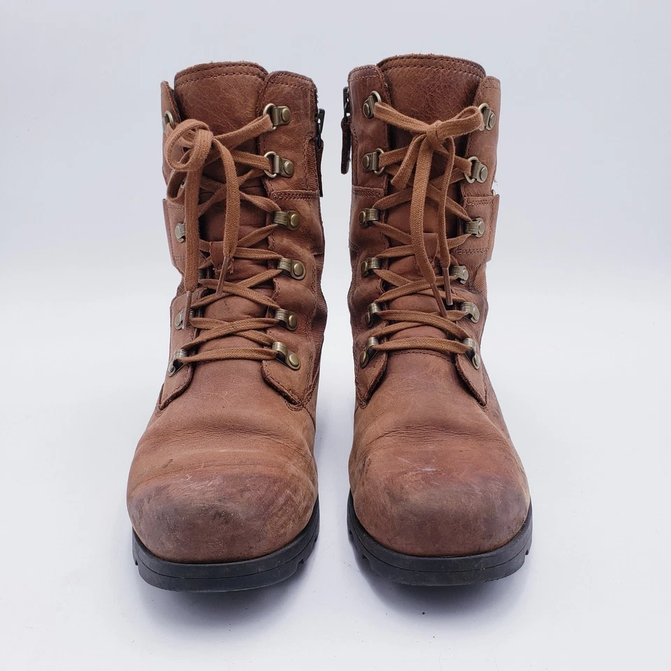 Botín Sorel para mujer Emelie Conquest terciopelo cuero tostado con cordones para mujer talla 7,5 Foto 3 de 4