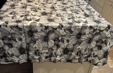 Black And White floral tablecloth Poppy 50 x 52 Scalloped Edge