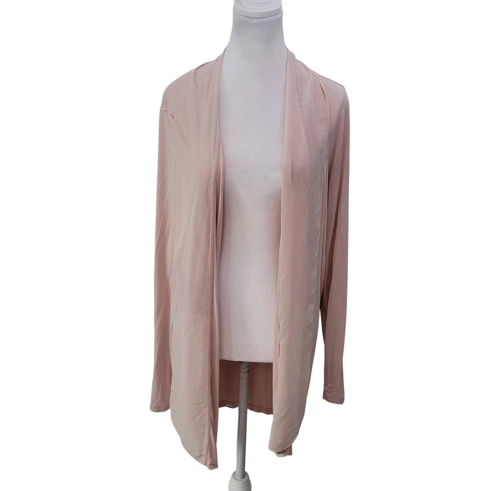 Lauren Ralph Lauren	Size	2x Light Pink Open Front Sheer Lapel Long Line Cardigan