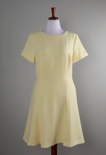 ANN TAYLOR NWT $139 Solid Yellow Lined Subtle A-Line Flounce Hem Dress Size 10