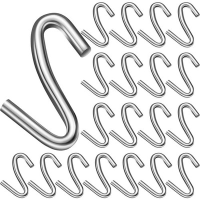 20 Pack Heavy Duty S Hooks 3.2 Inch Galvanized Steel Offset Hanging Hook S Sh...