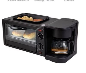 Multifunction 3-in-1 Breakfast Machine 110V Toaster Oven Pan Coffee Maker 1090W