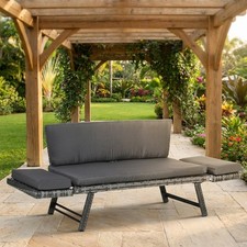 Divano da Esterno 2 Posti e Braccioli Ribaltabili 129x63x67 cm Grigio VivaGarden