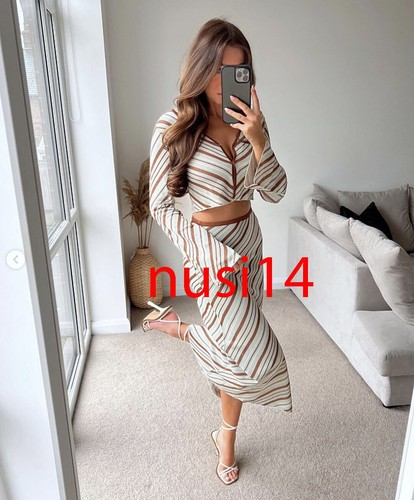 ZARA NEW WOMAN HIGH-WAIST MIDI STRIPED 