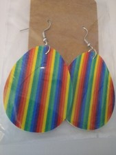 EASTER MULTICOLOR STRIPPED EASTER EGG PU LEATHER DOUBLE SIDED FISHHOOK EARRINGS