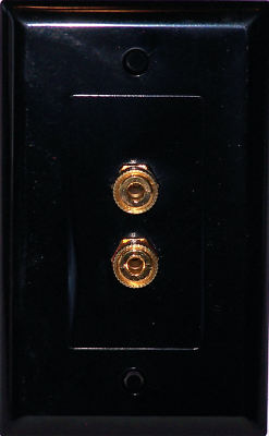 Black Speaker Wall Plate 2 Terminal Binding Post Stereo Media Room Series