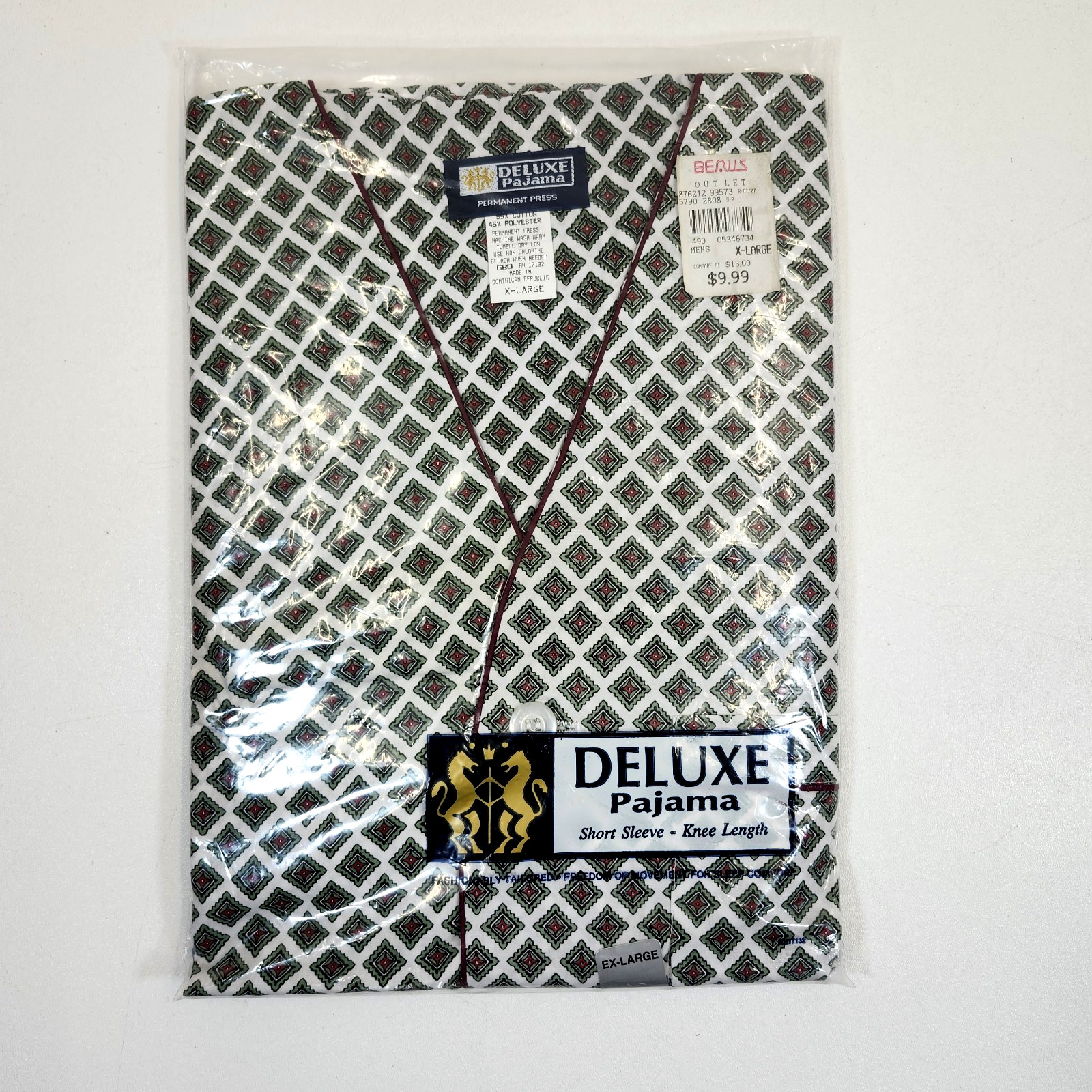 Pijama De Lujo Para Hombre XL De Colección Nuevo Nuevo de Lote Antiguo Bolas Outlet Manga Corta Hasta la Rodilla