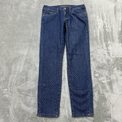 Mavi Jeans Womens 27 Blue Serena Ankle Low Rise Super Skinny Patterned Denim