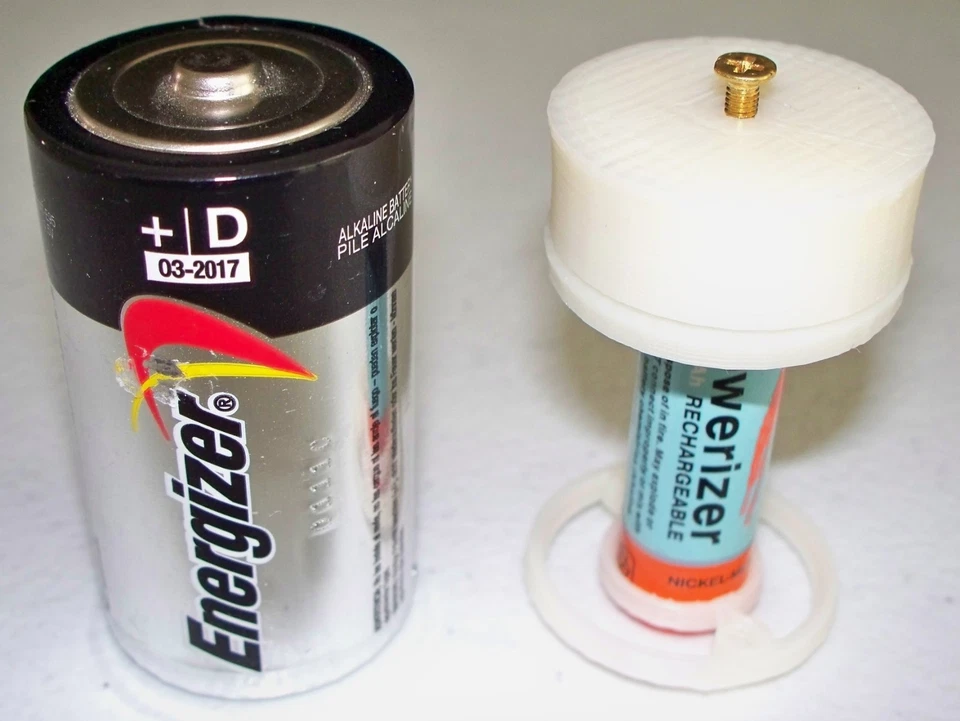 Adaptadores de batería estilo anillo AA a talla D impresos en 3D iSmartHome 2 piezas, especificaciones de introducción Foto 2 de 4