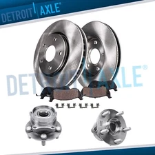 Front Rotors Ceramic Brake Pads Wheel Hub Bearings for 2004 - 2009 Toyota Prius