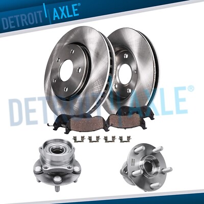 Front Rotors Ceramic Brake Pads Wheel Hub Bearings for 2004 - 2009 Toyota Prius